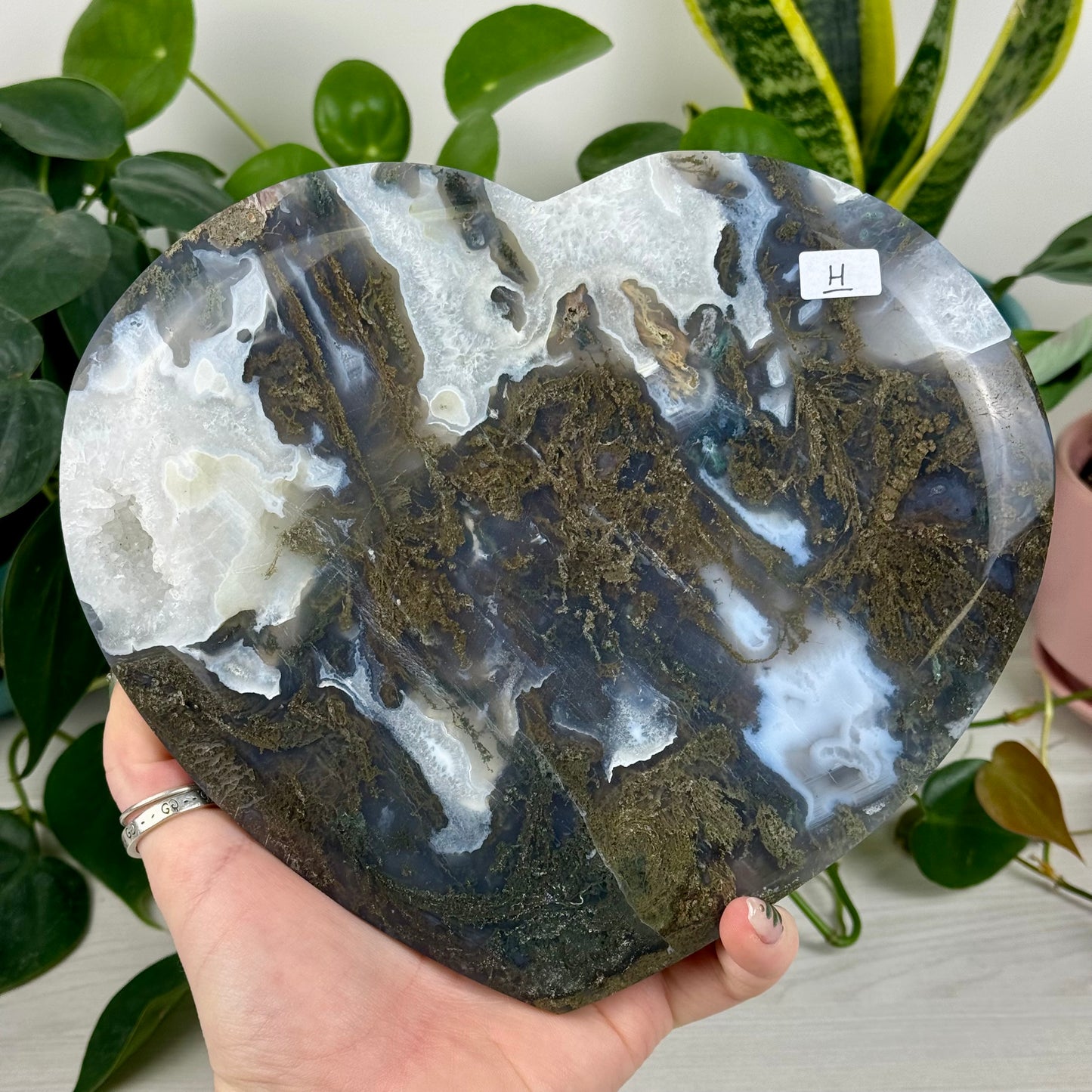 XL Moss Agate Love Heart