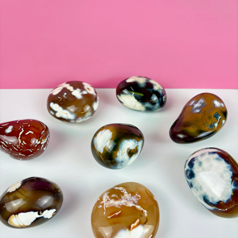 Candle Wax Carnelian Palm Stone - Kenna's Crystals
