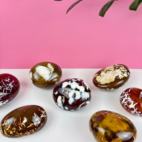 Candle Wax Carnelian Palm Stone - Kenna's Crystals