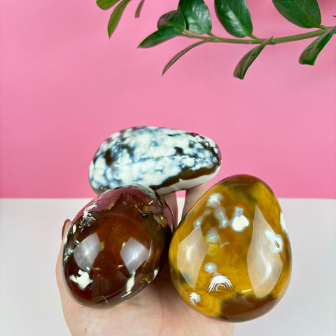 Candle Wax Carnelian Palm Stone - Kenna's Crystals