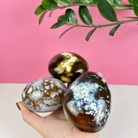 Candle Wax Carnelian Palm Stone - Kenna's Crystals