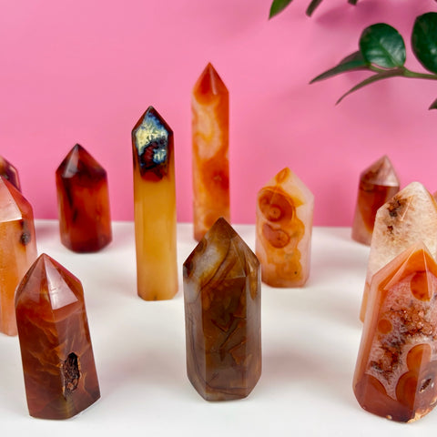 Candlelit Carnelian Tower (Imperfect) - Kenna's Crystals