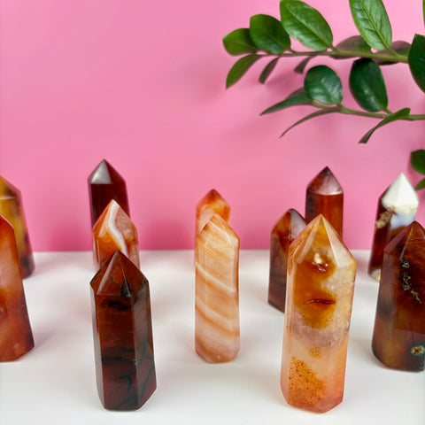 Candlelit Carnelian Tower - Kenna's Crystals