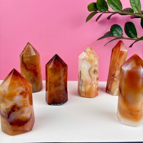 Candlelit Carnelian Tower - Kenna's Crystals