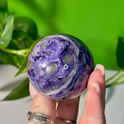 Charoite Sphere A2 159 - Kenna's Crystals from TikTok
