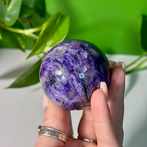 Charoite Sphere D2 176 - Kenna's Crystals from TikTok