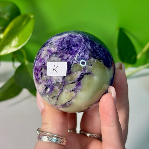 Charoite Sphere K 64 - Kenna's Crystals from TikTok