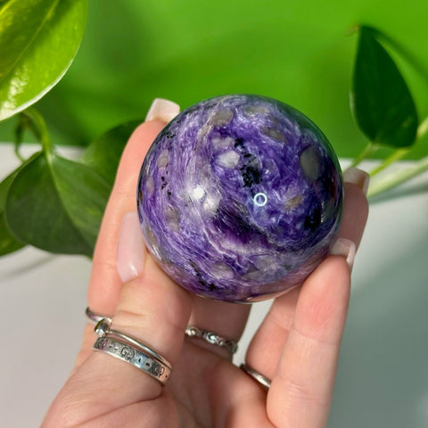 Charoite Sphere T 121 - Kenna's Crystals from TikTok