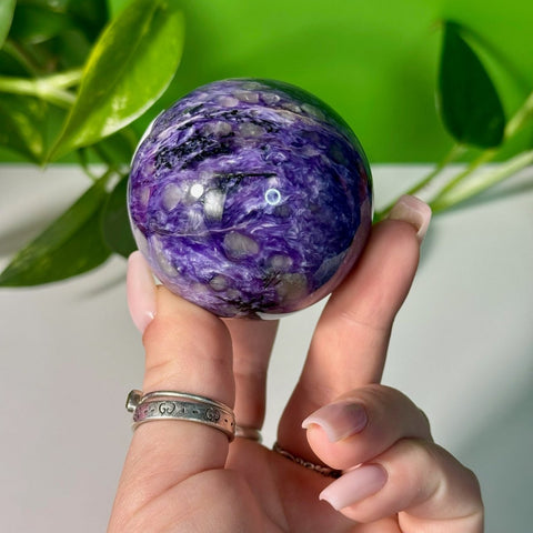 Charoite Sphere U 126 - Kenna's Crystals from TikTok