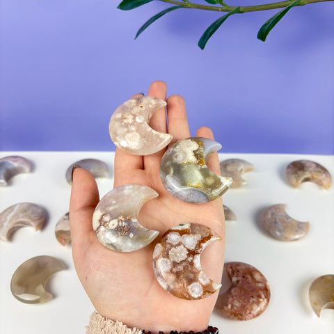 Flower Agate Moon - Kenna's Crystals