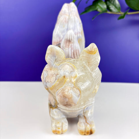 Flower Agate Nine-Tailed Fox - Kenna's Crystals