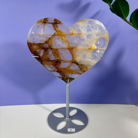 Golden Healer Heart on Custom Stand - Kenna's Crystals