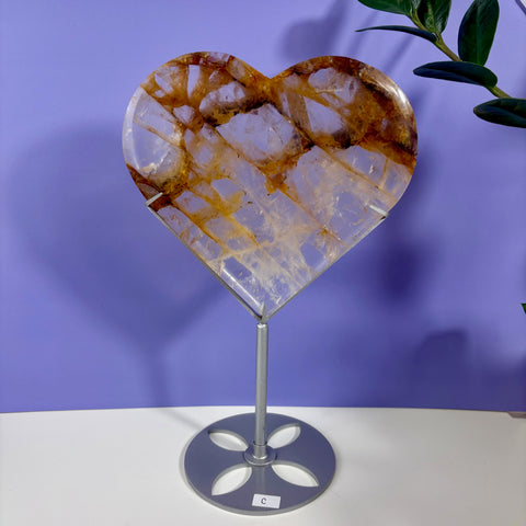 Golden Healer Heart on Custom Stand - Kenna's Crystals