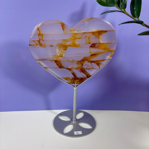 Golden Healer Heart on Custom Stand - Kenna's Crystals