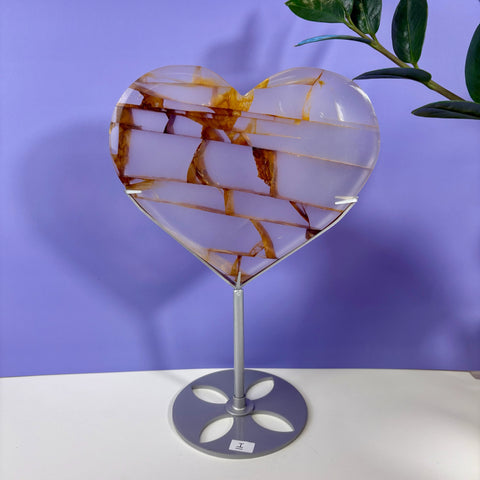 Golden Healer Heart on Custom Stand - Kenna's Crystals