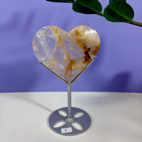 Golden Healer Heart on Custom Stand - Kenna's Crystals