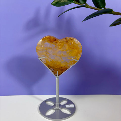 Golden Healer Heart on Custom Stand - Kenna's Crystals