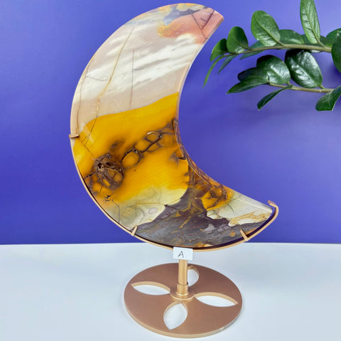 Graveyard Mookaite Moon W/ Stand - Kenna's Crystals