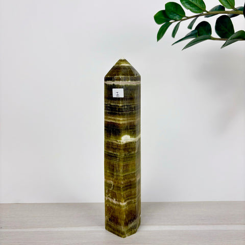 Green Calcite Frankenstone Tower - Kenna's Crystals