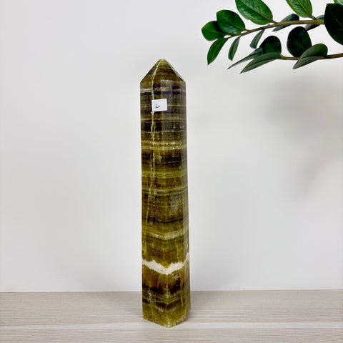 Green Calcite Frankenstone Tower - Kenna's Crystals