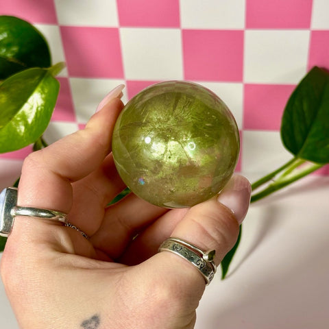 Green Grape Fluorite Sphere 111 8 - Kenna's Crystals from TikTok