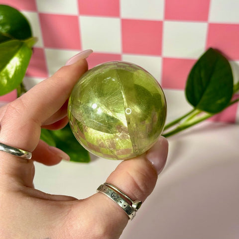 Green Grape Fluorite Sphere 122 9 - Kenna's Crystals from TikTok