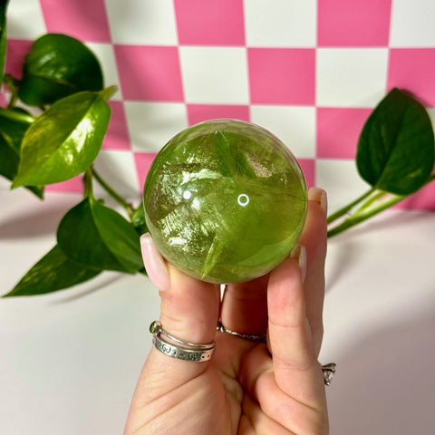Green Grape Fluorite Sphere 166 11 - Kenna's Crystals from TikTok