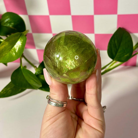Green Grape Fluorite Sphere 188 12 - Kenna's Crystals from TikTok