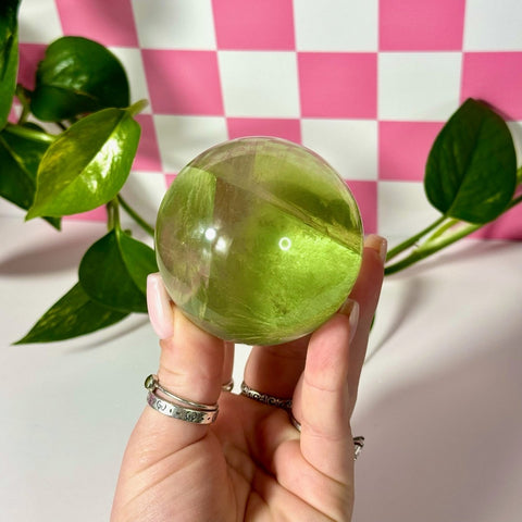 Green Grape Fluorite Sphere 222 13 - Kenna's Crystals from TikTok