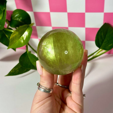 Green Grape Fluorite Sphere 255 14 - Kenna's Crystals from TikTok