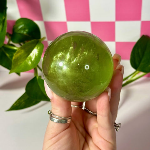 Green Grape Fluorite Sphere 277 15 - Kenna's Crystals from TikTok