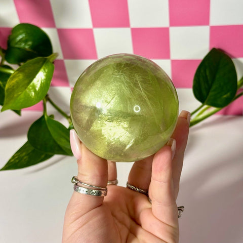 Green Grape Fluorite Sphere 322 17 - Kenna's Crystals from TikTok