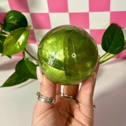 Green Grape Fluorite Sphere 333 18 - Kenna's Crystals from TikTok