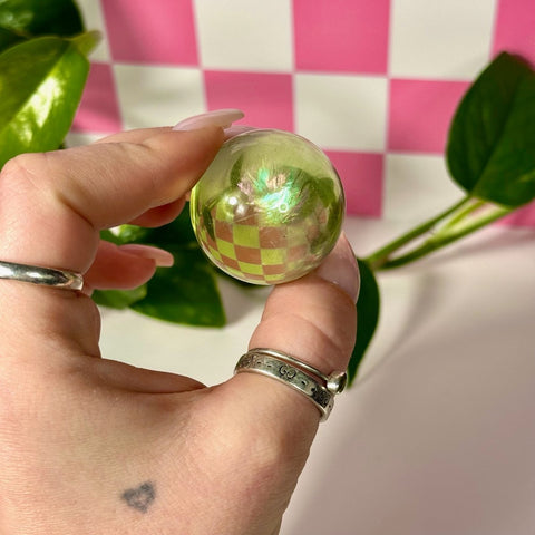 Green Grape Fluorite Sphere 44 2 - Kenna's Crystals from TikTok