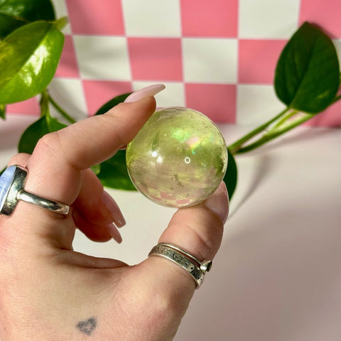 Green Grape Fluorite Sphere 55 3 - Kenna's Crystals from TikTok