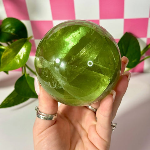 Green Grape Fluorite Sphere 588 22 - Kenna's Crystals from TikTok