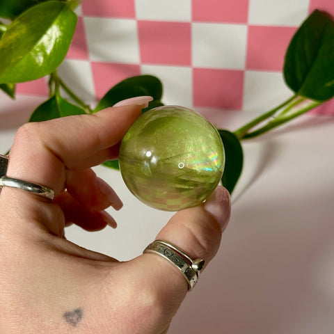 Green Grape Fluorite Sphere 66 4 - Kenna's Crystals from TikTok