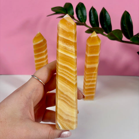 Imperfect Creamsicle Calcite Tower - Kenna's Crystals