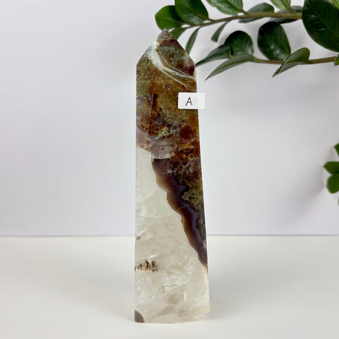 Imperfect Moss Agate Tower - Kenna's Crystals