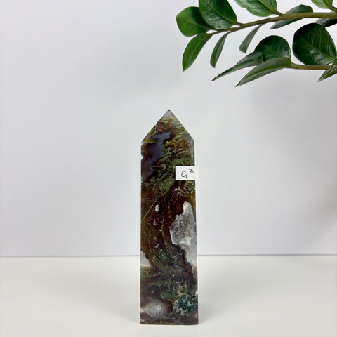 Imperfect Moss Agate Tower - Kenna's Crystals