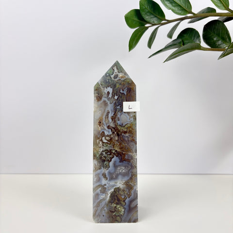 Imperfect Moss Agate Tower - Kenna's Crystals