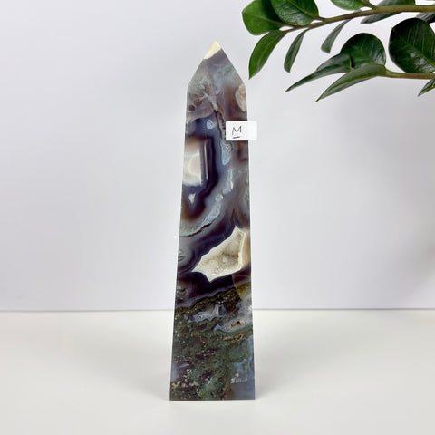 Imperfect Moss Agate Tower - Kenna's Crystals