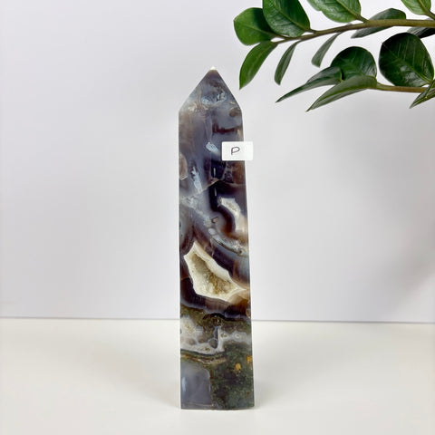 Imperfect Moss Agate Tower - Kenna's Crystals