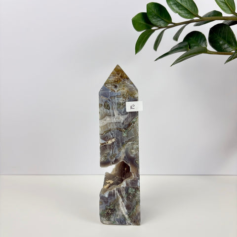 Imperfect Moss Agate Tower - Kenna's Crystals