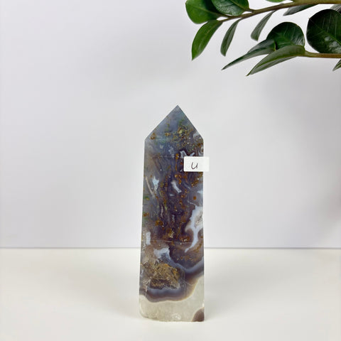 Imperfect Moss Agate Tower - Kenna's Crystals