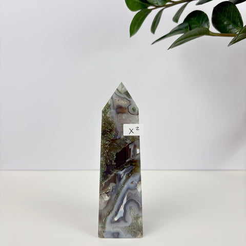 Imperfect Moss Agate Tower - Kenna's Crystals