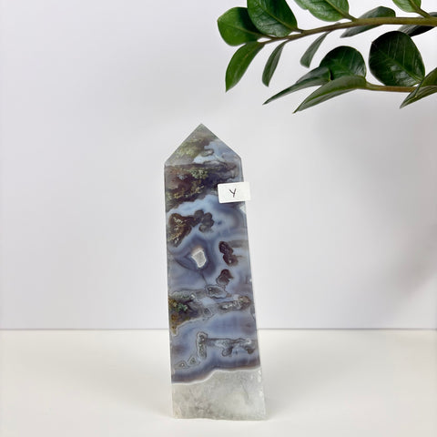 Imperfect Moss Agate Tower - Kenna's Crystals