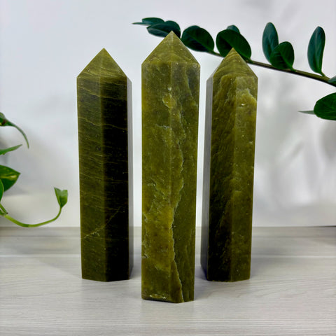 Imperfect Olive Jasper Tower - Kenna's Crystals
