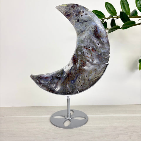 Midnight Moss Agate Crescent - Kenna's Crystals
