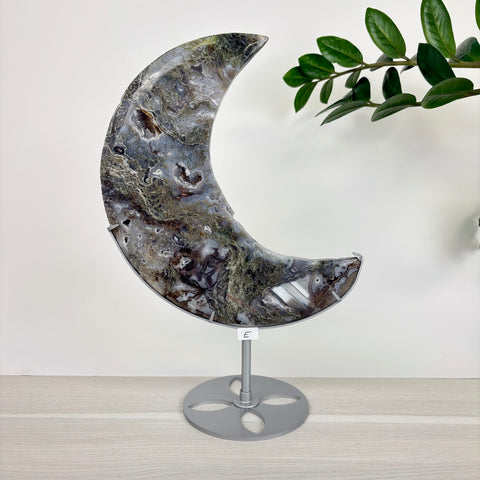 Midnight Moss Agate Crescent - Kenna's Crystals